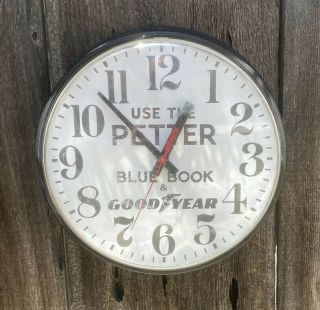 Extremely Rare Vintage Goodyear Bluebook Automotive “use The Petter” Clock