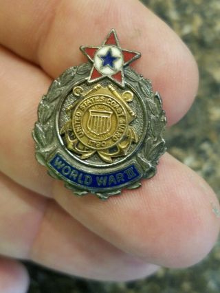 United States Coast Guard Wwii Sterling Silver Pinback Pin
