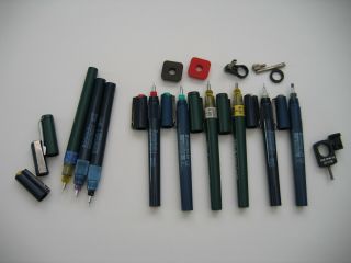 Rapidograph Pens Assortment Of 9,  Vintage 70 