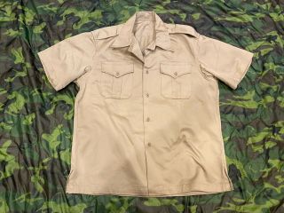 Post Ww2 Us Army Khaki Shirt - Short Sleeve - Large - 1955 D - Vintage 1950s Era