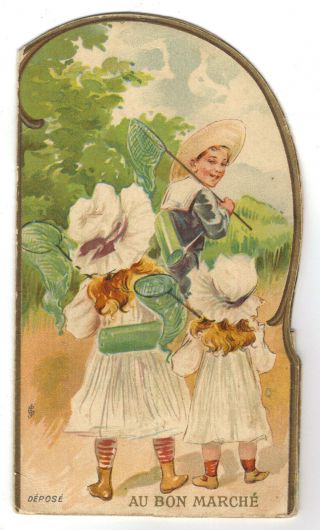 Au Bon Marche Trade Card Pop - Up 3d Butterfly Chase