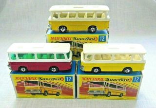 Matchbox Superfast 12b Setra Coaches.  Group Of 3 Variations.  Boxed.