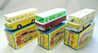 Matchbox Superfast 12B Setra Coaches.  Group of 3 Variations.  Boxed. 2