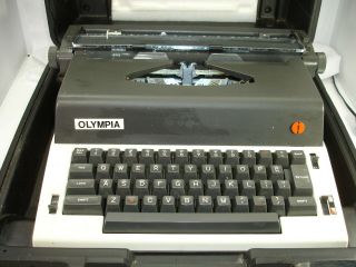 Vintage Olympia Electric Typewriter With Hard Plastic Case,  Portable