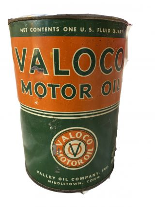 Vintage Antique Valoco - Valley Oil Company Motor Oil 1 Quart Can Rare