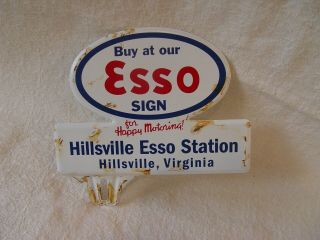 Old Hillsville Esso Gas & Oil Dealer Virginia Advertising License Plate Topper