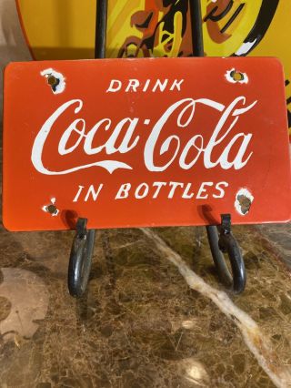 Vintage  Coca - Cola  License Plate Porcelian Sign 10x6 Inchv