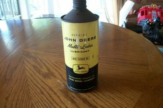 Vtg John Deere Multi - Luber 1 Quart Oil Can Cone Top Black & Yellow 11100 N Rare