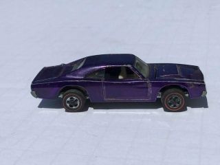 1969 Hot Wheels Redline Custom Dodge Charger In Purple Decent