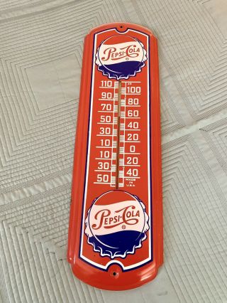 Vintage Pepsi - Cola Advertising Thermometer,  26”h X 8”w,  Great.  Color