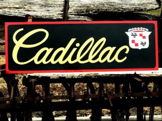 36” Vintage Hand Painted Antique Vintage Old Style Cadillac Service Station Sign