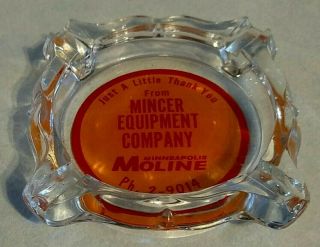 MM Minneapolis Moline Vintage Advertising Glass Ashtray Mincer Equipment Company 2