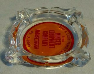 MM Minneapolis Moline Vintage Advertising Glass Ashtray Mincer Equipment Company 3