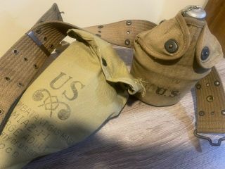 Wwii World War Us American Gas Mask Mai - 2 - I - I,  W/ Matching Bag,  Canteen And Belt