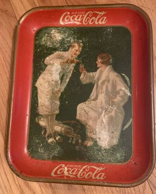 Vintage 1926 Coca Cola Serving Metal Tray The Golfer Highly Collectible