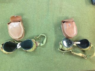 Us Army Ww2 10th Mountain Division Goggles 2 Pair With Cases