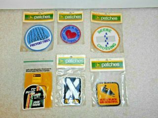 (6) Vintage John Deere Snowmobile Sew On Patches Early 1970s Nip