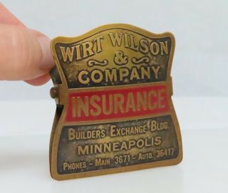 Wirt Wilson Insurance Vintage Antique Advertising Brass Paper Clip - 81145