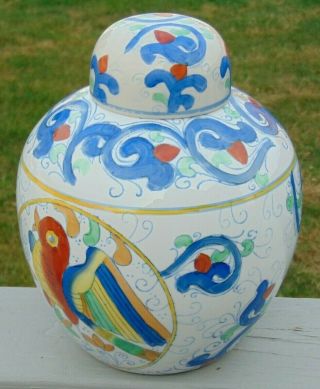 Vintage Large Blue/White Porcelain Hand Painted Ginger Jar Vase Urn With Lid 3