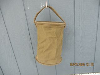 1943 Wwii Us Military Collapsable Folding Canvas Water Bucket Dated