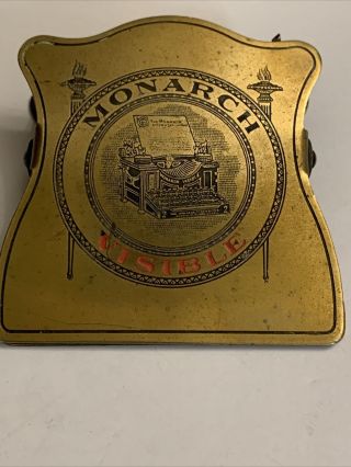Vintage Brass Paper Clip Monarch Visible Typewriter.  Advertising