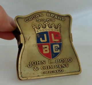 Crown Brand Silks Vintage Antique Advertising Brass Paper Clip - 81081