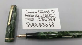Vintage 1952 - 63 Conway Stewart 15 Fountain Pen Marbled Green Vgc Gwo