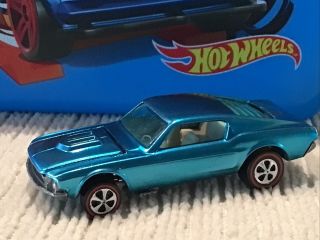 Hot Wheels Redlines 1968 Custom Mustang Medium Blue Usa Lrw