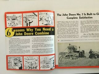 JOHN DEERE No.  7 COMBINE Brochure 1937?? w/ GIANT FOLD OUT 32 pages 2