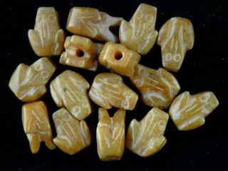15pics Fine Chinese Jade Hand Carved Frog Beads T112