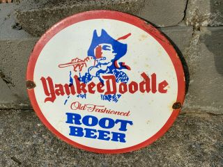 " Yankee Doddle Root Beer " Heavy Porcelain Advertising Sign (12 " Inch)