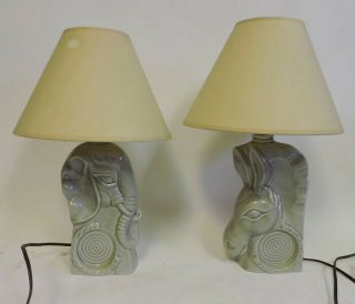 SET OF 2 JIM BEAM 1956 POLITICAL DECANTERS DONKEY AND ELEPHANT LAMPS REGAL CHINA 2
