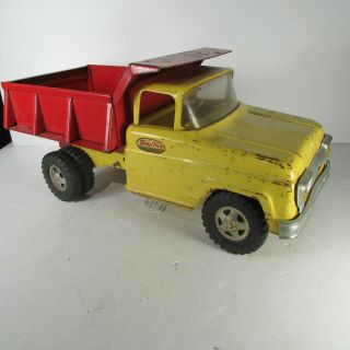 Vintage 1960s Tonka Steel Red And Yellow Dump Truck Unusual Color Combo Red Box