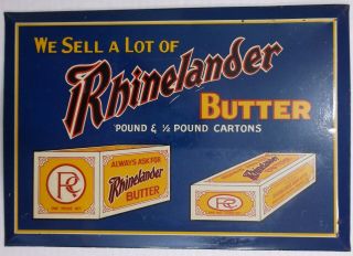 Rhinelander Butter Tin/metal Sign Scioto Co. ,  Kenton Oh Milwaukee,  Wi Creamery