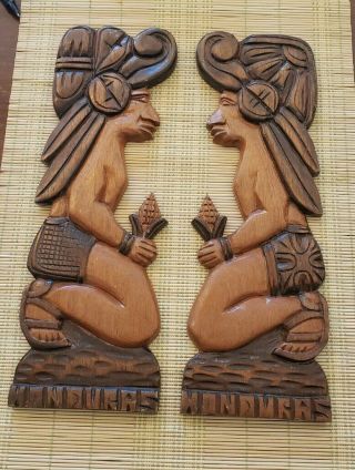 Vintage Hand Carved Wooden Tiki Decor Honduras Mayan Aztec