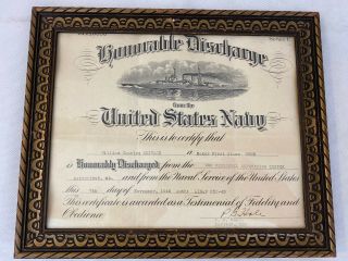 Honorable Discharge Paper Us Navy Krivach Baker First Class 1945 Hale Captain