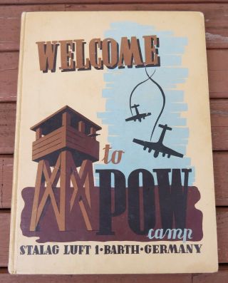 Unusual Yearbook Style Wwii Stalag Luft 1 Prisoner Of War Camp Cartoon Book