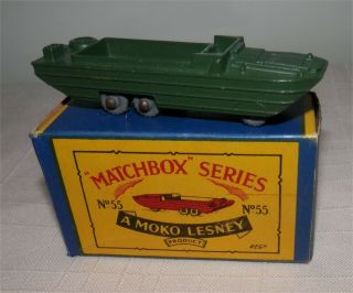Gray Plastic Wheels.  1950s.  Lesney.  Matchbox.  55 Army Dukw. , .