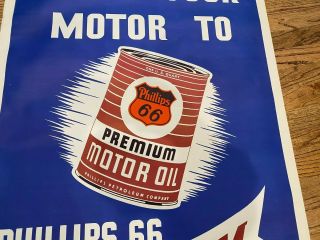 Rare Vintage 1940 ' s Phillips 66 Oil Poster 44x28 Old Stock 3