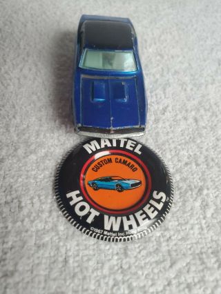 Hot Wheels Redline 1968 Custom Camaro - Usa Blue With Black Roof - With Badge