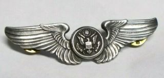 Vintage Wwii Us Army Air Force Sterling Silver Wings Pin 3”