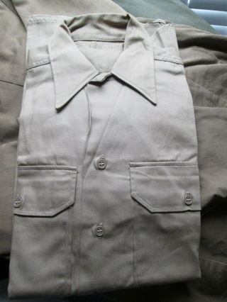 Ww2 Us Army Khaki Shirt Old Stock 14 1/2 X32 Never Worn Or Washed 1945