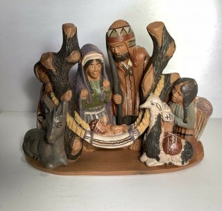 Peru Artisan Terra Cotta Clay Pottery Peruvian Folk Art Nativity Scene