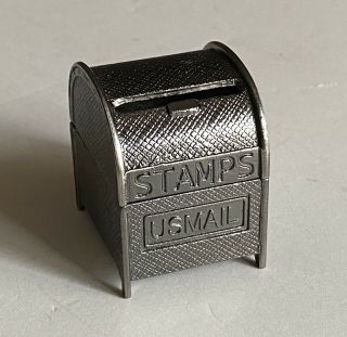 Vintage Usps Us Mailbox Stamp Dispenser Holder Metal Hinged Holds 1 Roll Rare