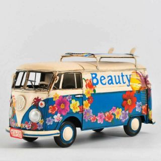Retro/vintage 1:12 Scale Vw Decorative Bus / Truck - Tin - Metal - Blue - Ntk - 502