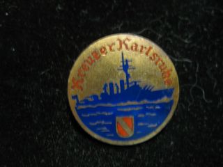 Ww2 German Ship Pin: Kreuzer Karlsruhe.  Ges Gesch