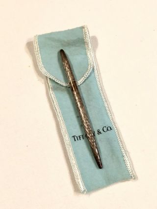 1 Of 2 Vintage Tiffany & Co Sterling Silver Diamond Design Purse Pens In Pouch