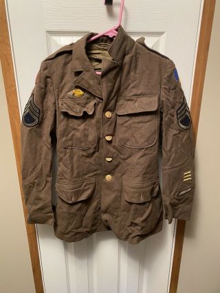 Vintage Wwii / Korean War Jacket Staff Sergant Irtc Patch 27th Infantrybrigade