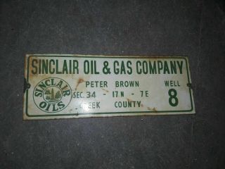 Porcelain Sinclair Oil & Gas Company Enamel Sign Size 12 " X 4.  5 " Inch