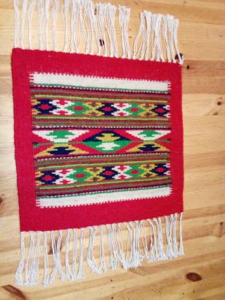 Lovely Thick Wool Hand Woven Wall Hanging/table Runner 13 " X 13 "